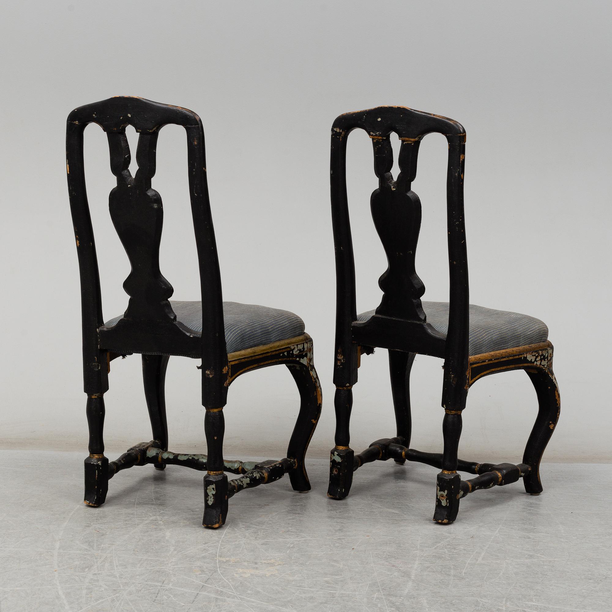 STOLAR, ett par, senbarock, 1700-tal.
