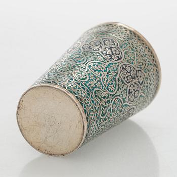 Bägare, silver och emalj, Indien sannolikt kring 1900.