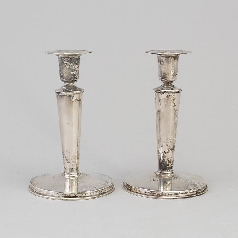 A pair of candlesticks, silver, Borgila 1965.