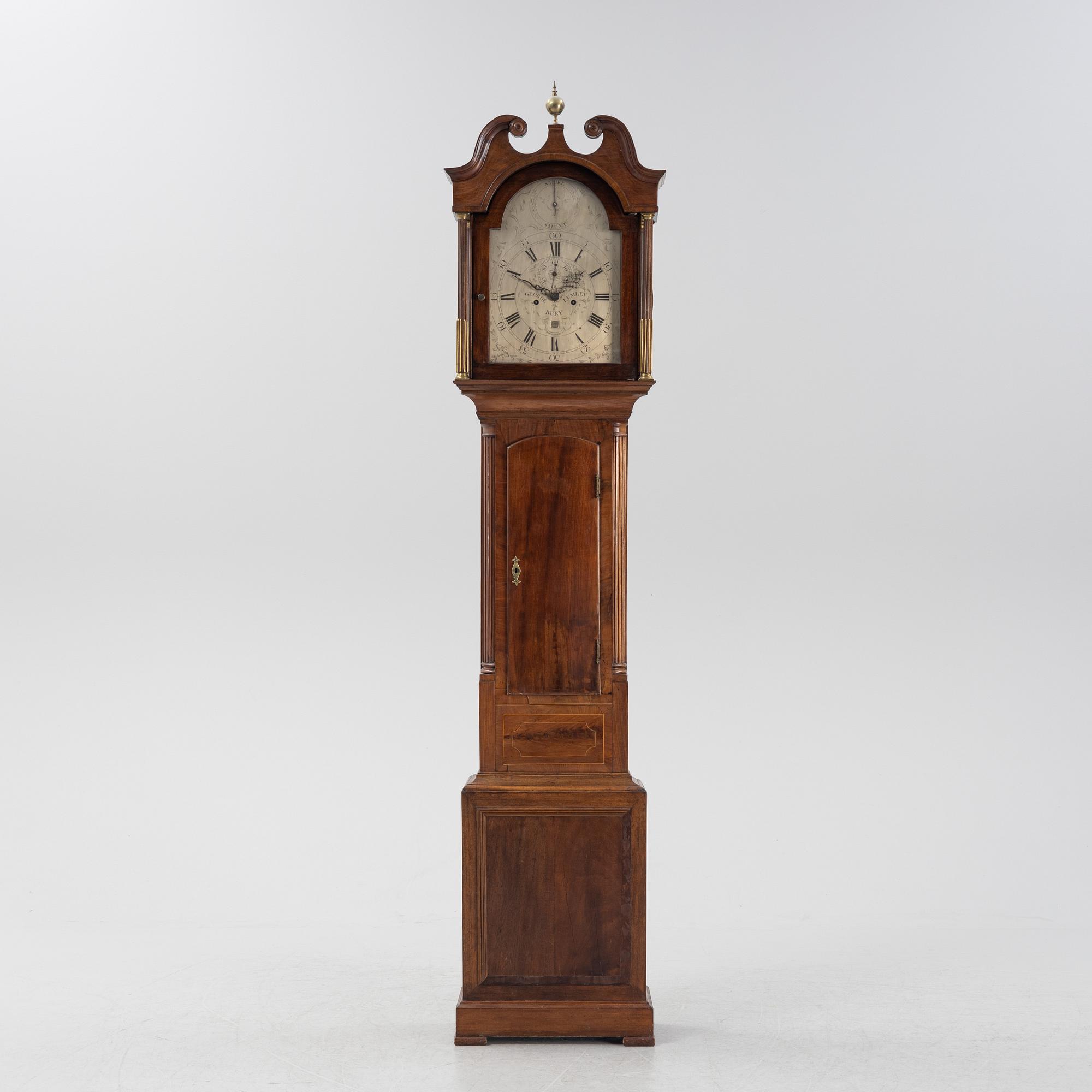 A longcase clock, George Lumley, Bury, England, second half of the 18th Century.