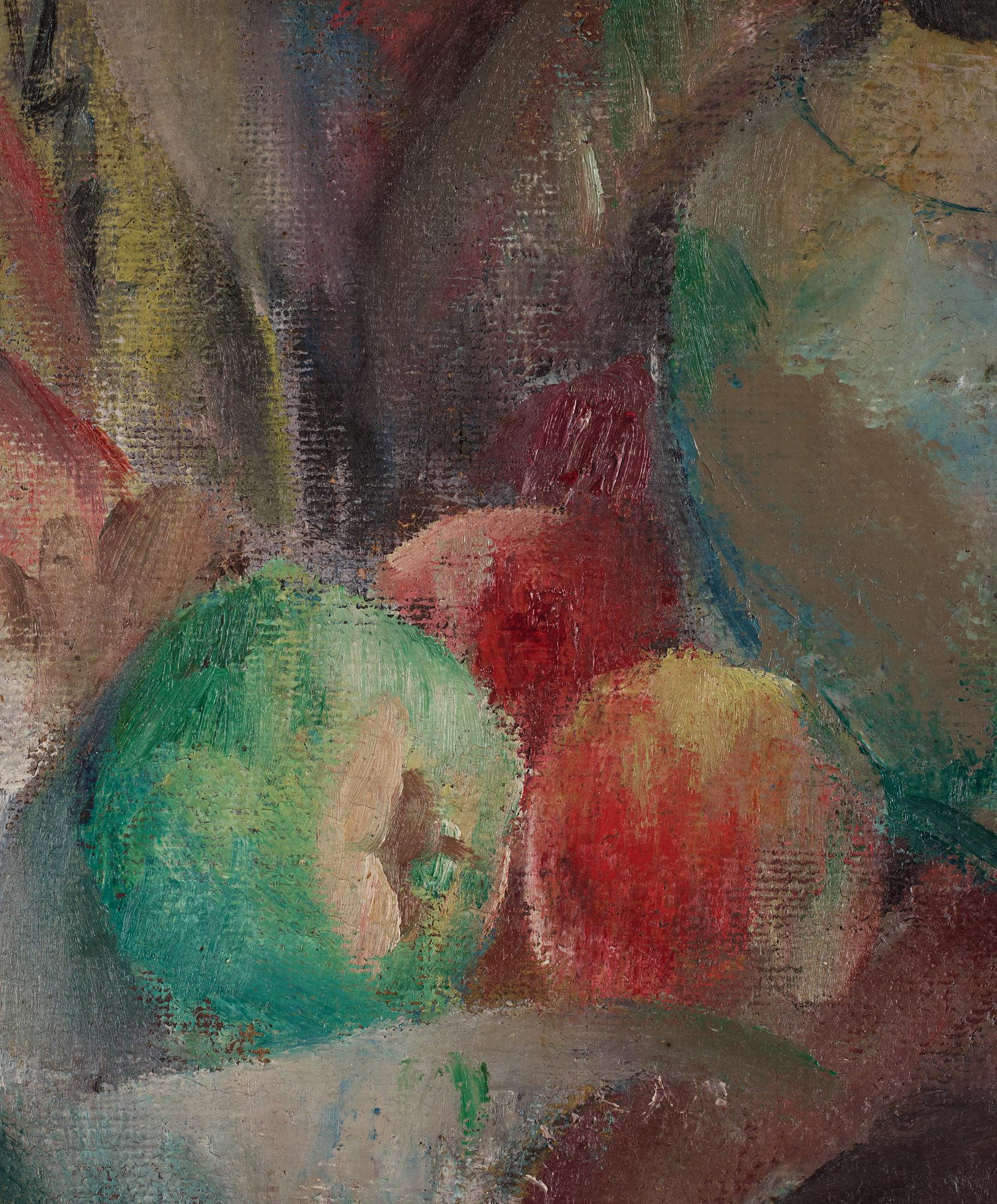 Jules Schyl, Stilleben med kruka och äpplen.