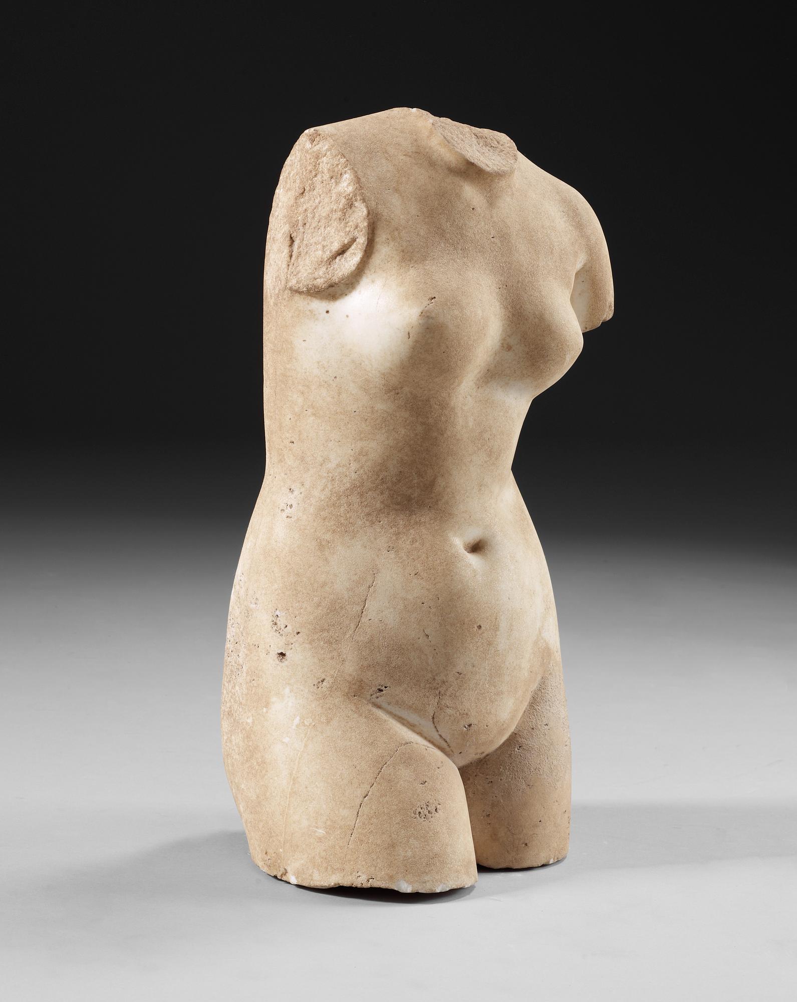 A torso, after the Antique, representing Aphrodite Anadyomene. Probably 19/20th Century.