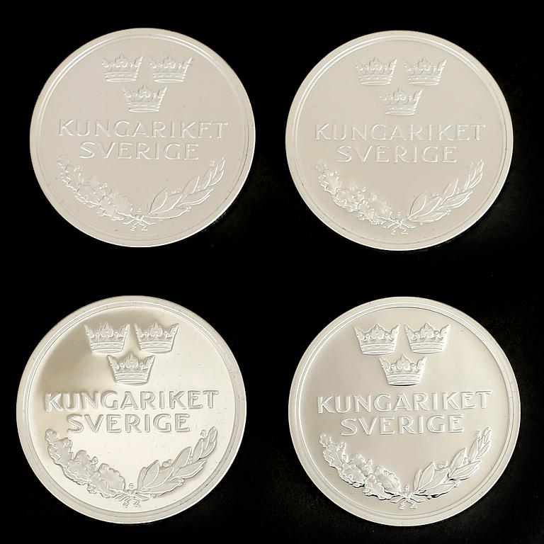 MINNESMYNT, 23 st, sterlingsilver, "Sveriges regenter", ca 621 g.
