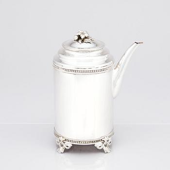A Swedish Gustavian late 18th Century silver coffee pot, mark of Erik Ernander, Uppsala 1788.