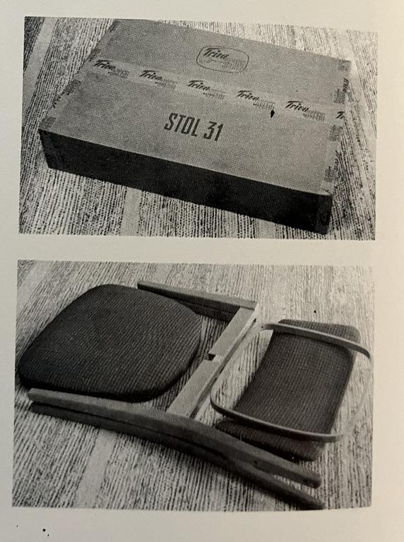 Elias Svedberg, a set of four chairs model "31" from the Triva-Bygg series, Nordiska Kompaniet, 1940s.