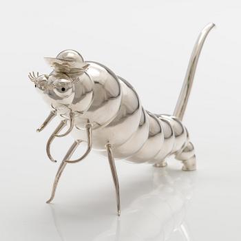 A sterling silver liquor decanter "Caterpillar". Ru Runeberg 2015.