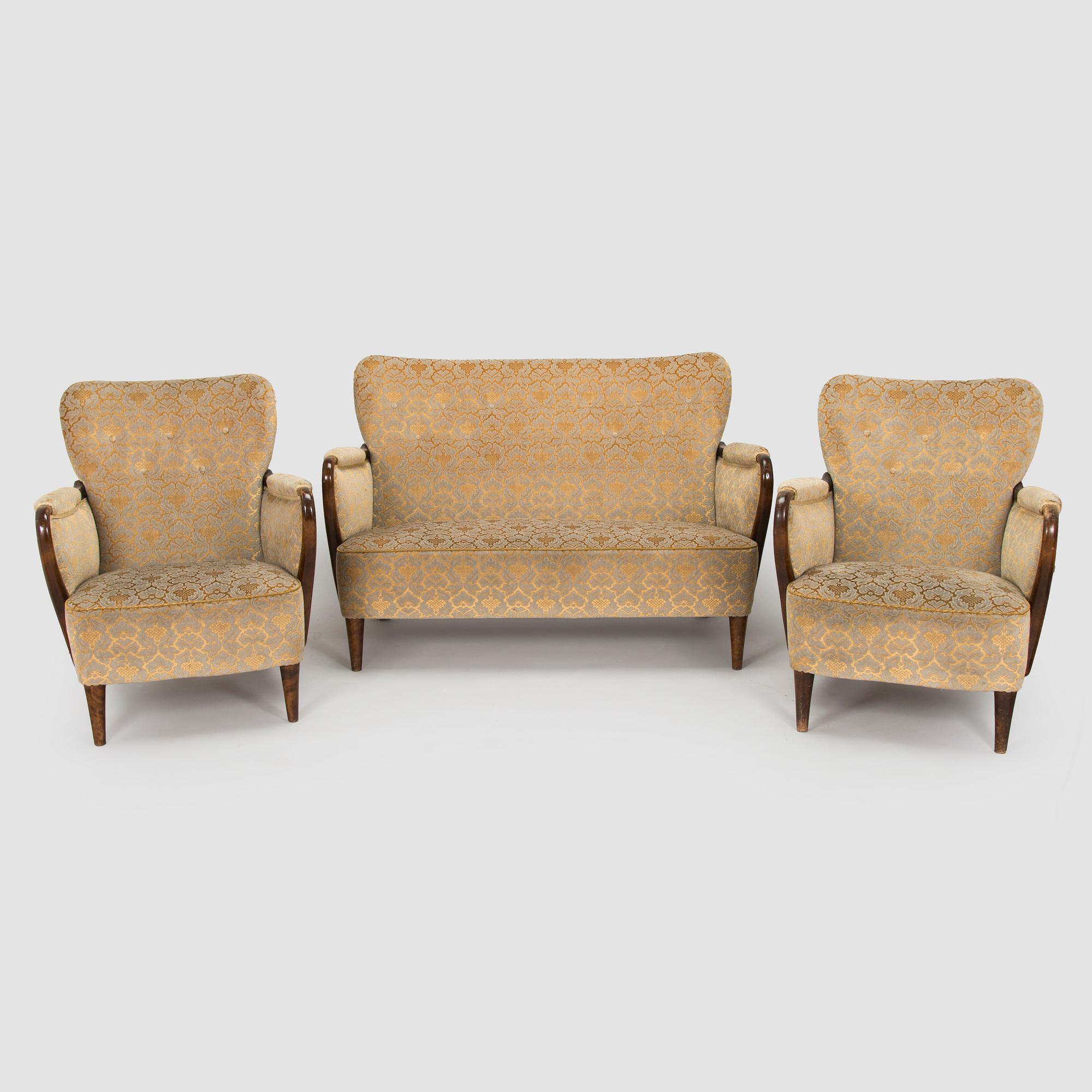 Birger Hahl, soffa samt fåtöljer, ett par, Haimi Oy 1946.