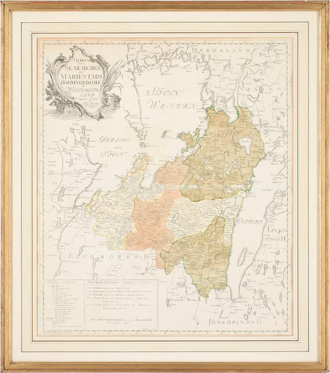KOLORERAD KARTA, Nils Marelius, 1780.