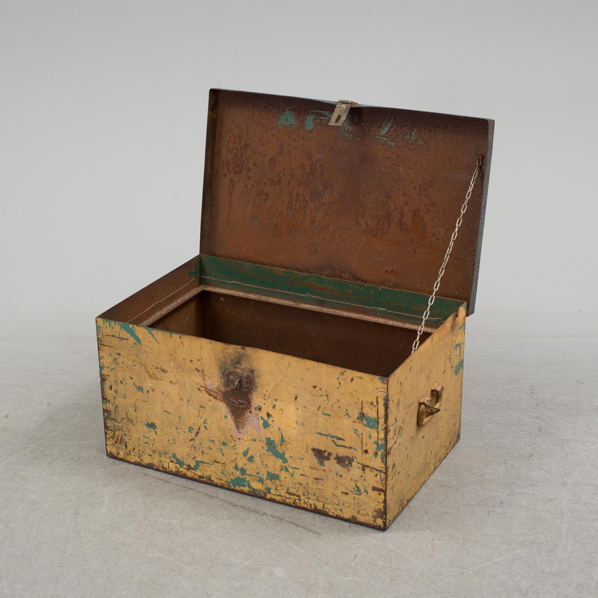 An early 20th century sheat metal chest.