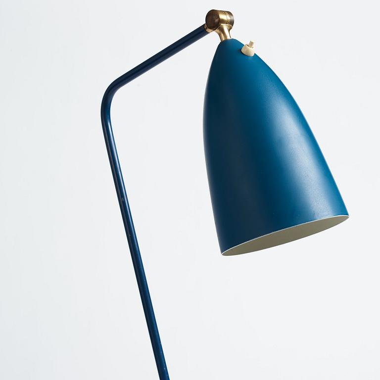 Greta Magnusson Grossman, a Swedish Modern blue lacquered G-33 (Grasshopper) floor light, Bergboms, Malmö, 1950s.