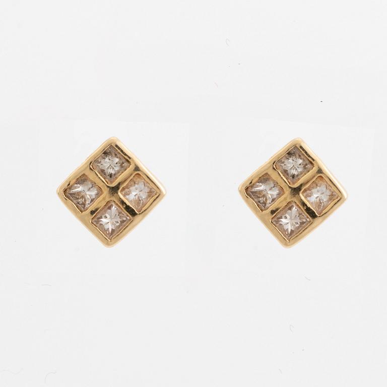 Princess cut diamond earrings.