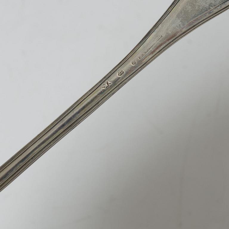 A set of three Swedish silver sauce ladles and a small sauce bowl, mark of Johan Petter Grönwall,  Stockholm 1824-37.