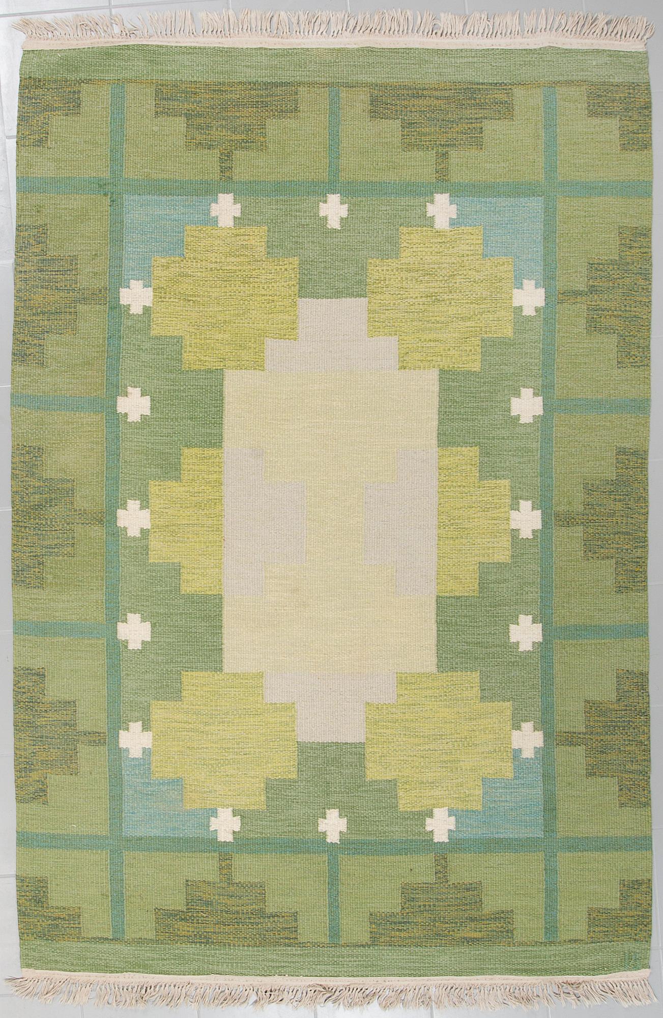 A flatweave by Ingegerd Silow, signed IS, second half of the 20th century, 228 x 162 cm.