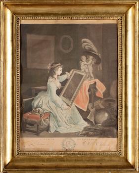 GERARD VIDAL, gravyrer, 2 st, efter Fragonard, troligen sent 1700-tal.