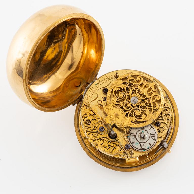 A gold twin-case pocket watch by Paul Lullin (watchmaker in London fl. ca 1710-30).