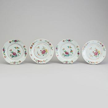 Four famille rose export porcelain dishes, Qing dynasty, Qianlong (1736-95).