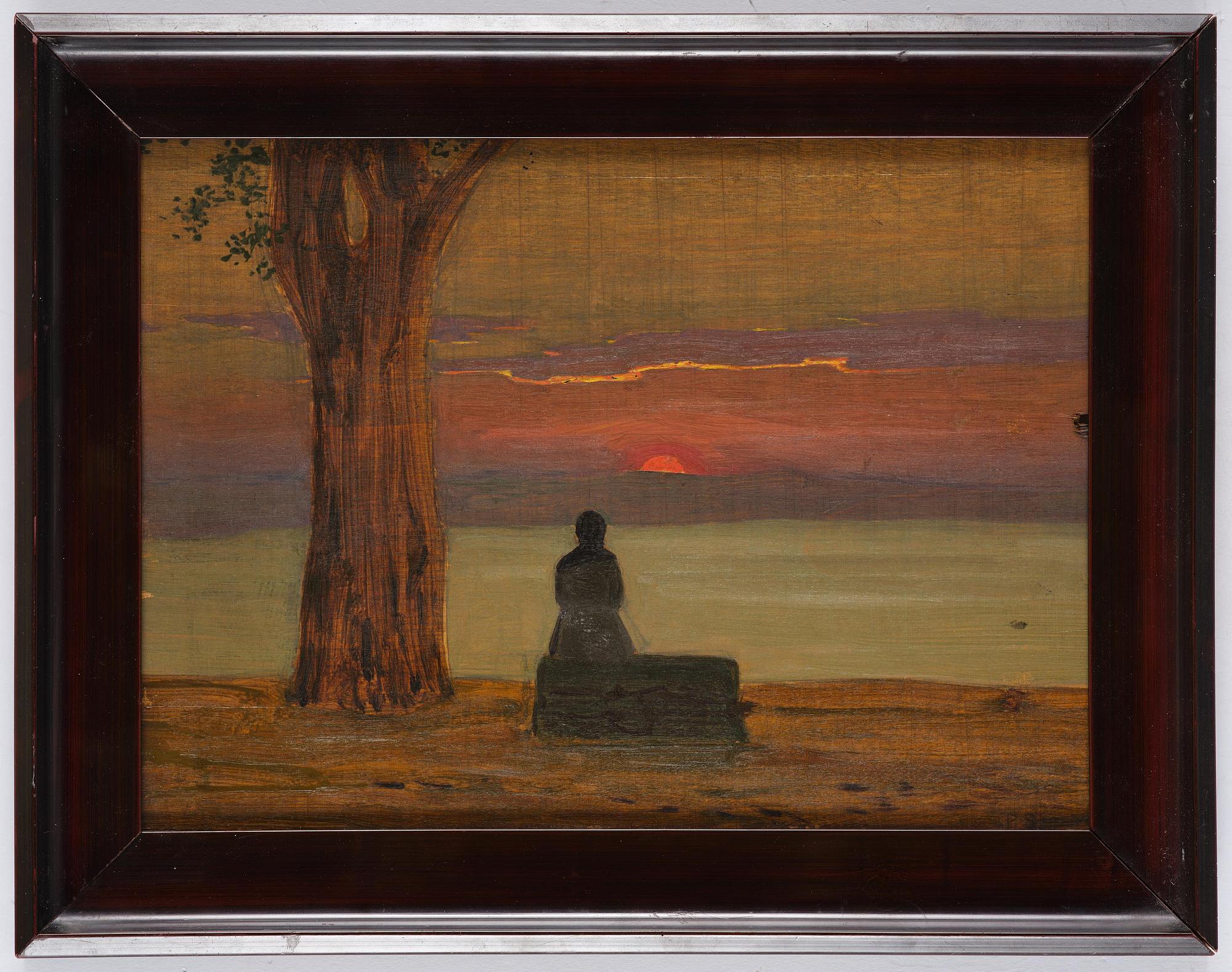 Pelle Swedlund, Sunset with seated woman.