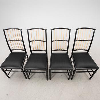 Josef Frank, a set of four chairs, model 2025, Firma Svenskt Tenn post 1985.