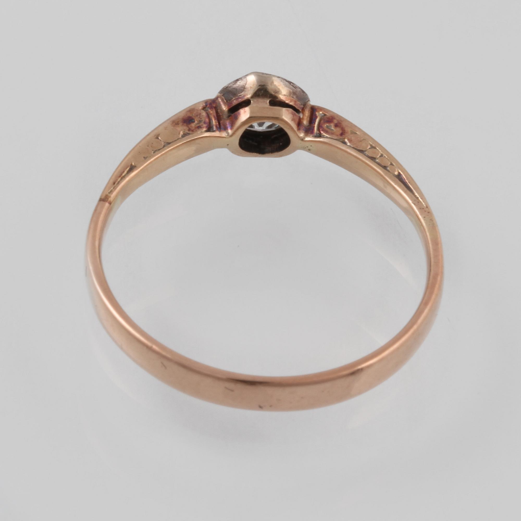 RING, 14K guld med gammalslipad diamant. Vikt 1,8 gram.