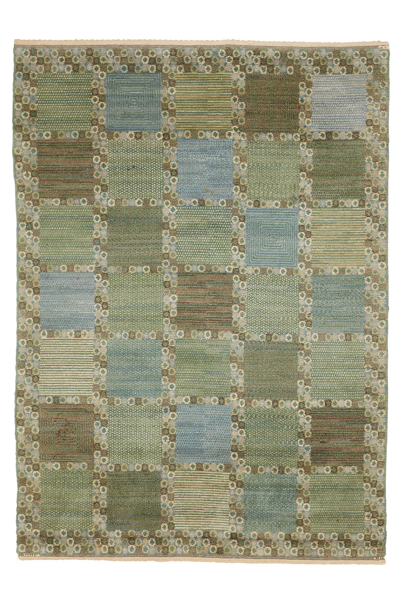Barbro Nilsson, A carpet, "Gröningen", knotted pile, ca 241-241,5 x 170,5-173,5 cm, signed AB MMF BN.