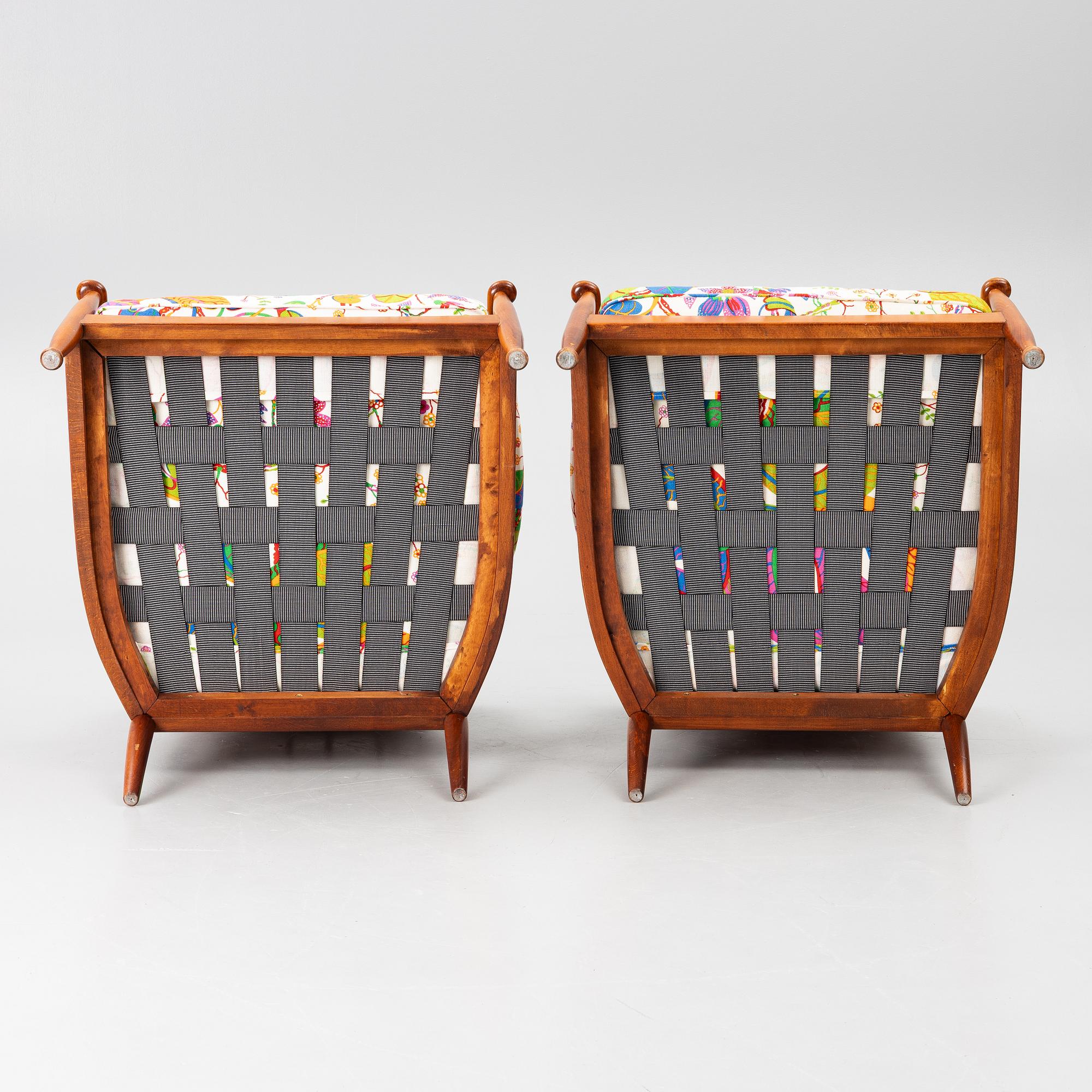 Kerstin Hörlin-Holmquist, a pair of 'Skrindan' easy chairs, OPE, second part of th 20th century.