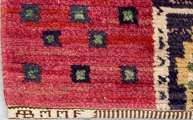 Märta Måås-Fjetterström, matto, "Tornet", knotted pile, ca 298-304,5 x 202,5-205,5 cm, signed AB MMF.