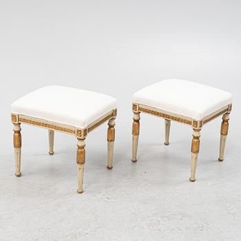 Taburetter, ett par, Gustaviansk stil, 1800-talets andra hälft.