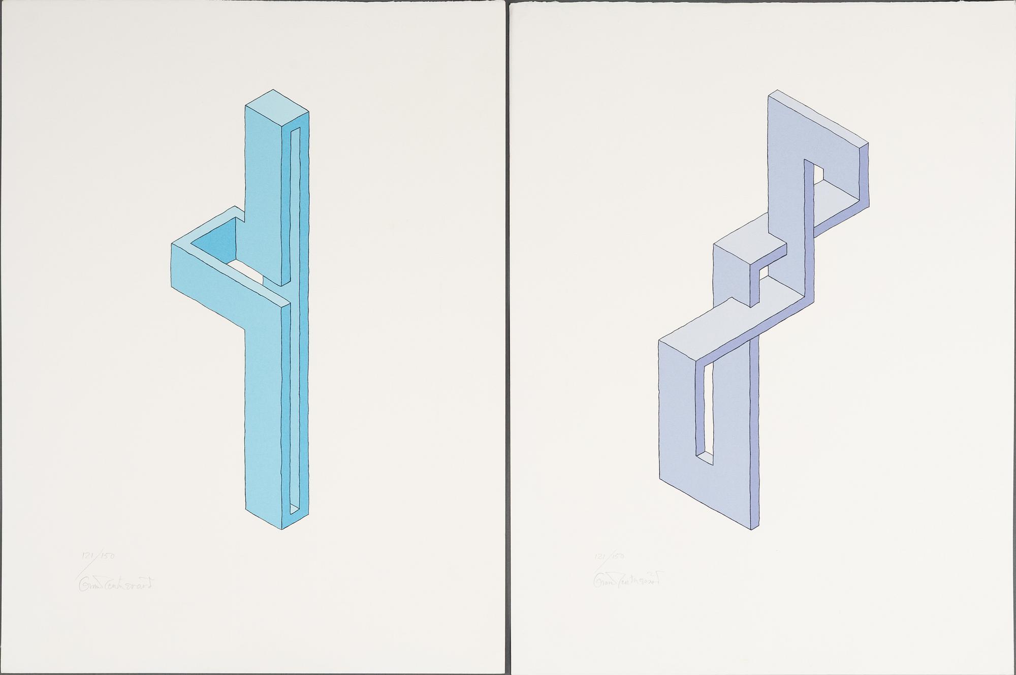 Oscar Reutersvärd, Untitled, 2 pcs.