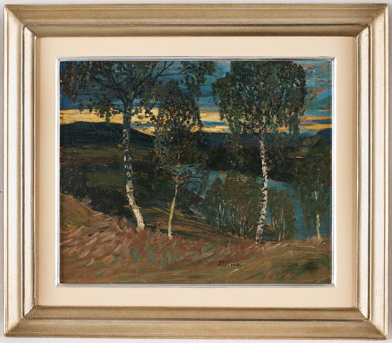 Helmer Osslund, "Höstafton från Ångermanelfven" (Autumn evening, Ångerman river).