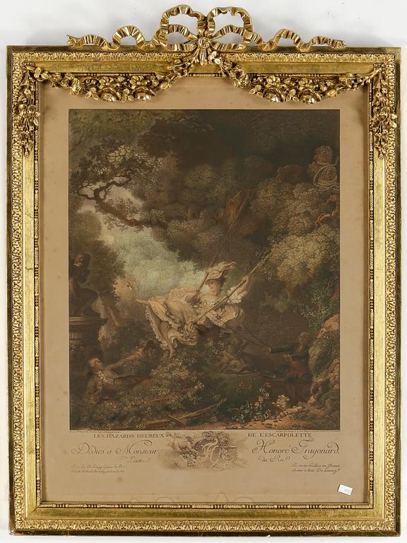 JEAN HONORÉ FRAGONARD, efter, gravyr, sent 1800-tal.