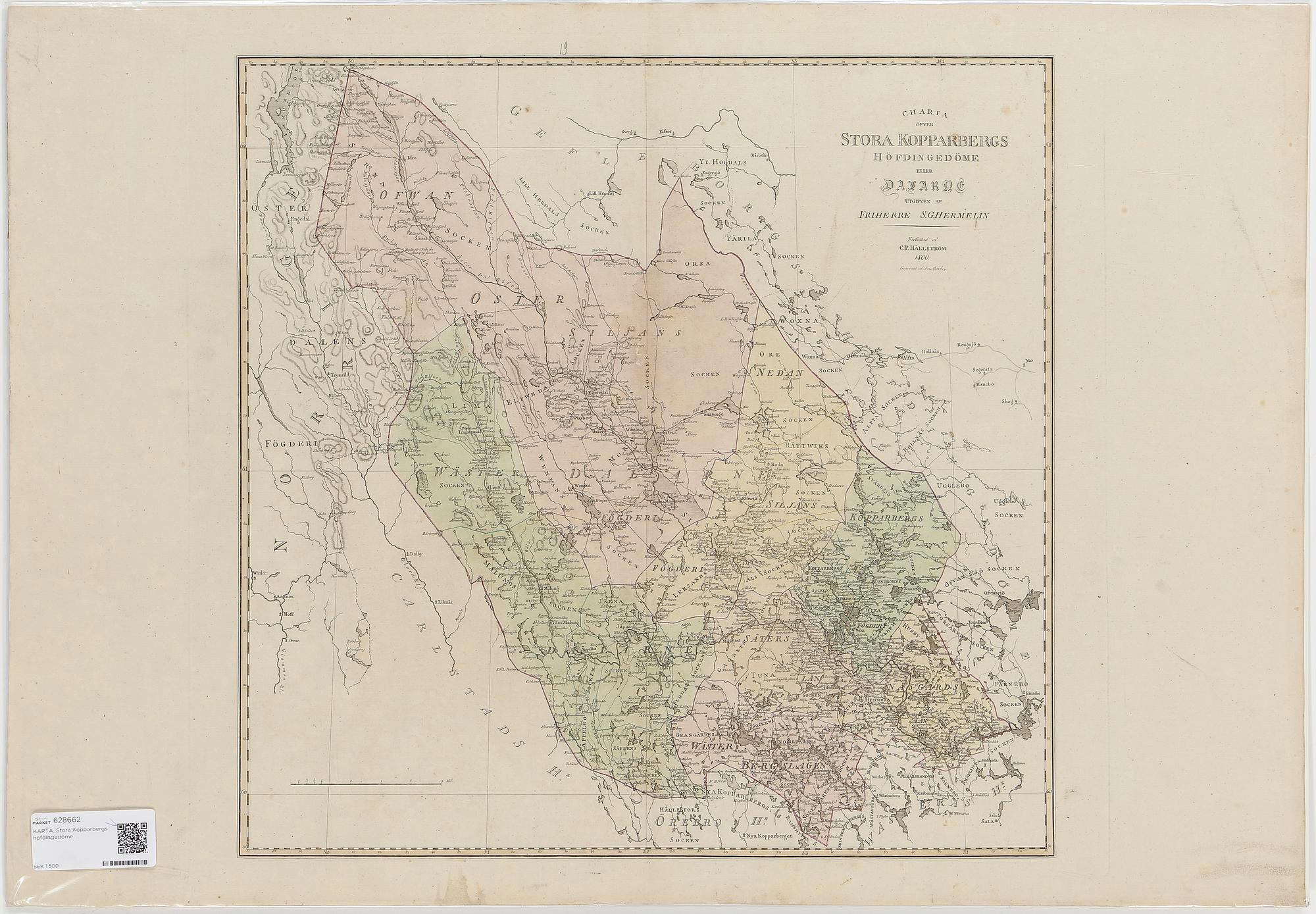 KARTA, delvis kolorerad, 1800.