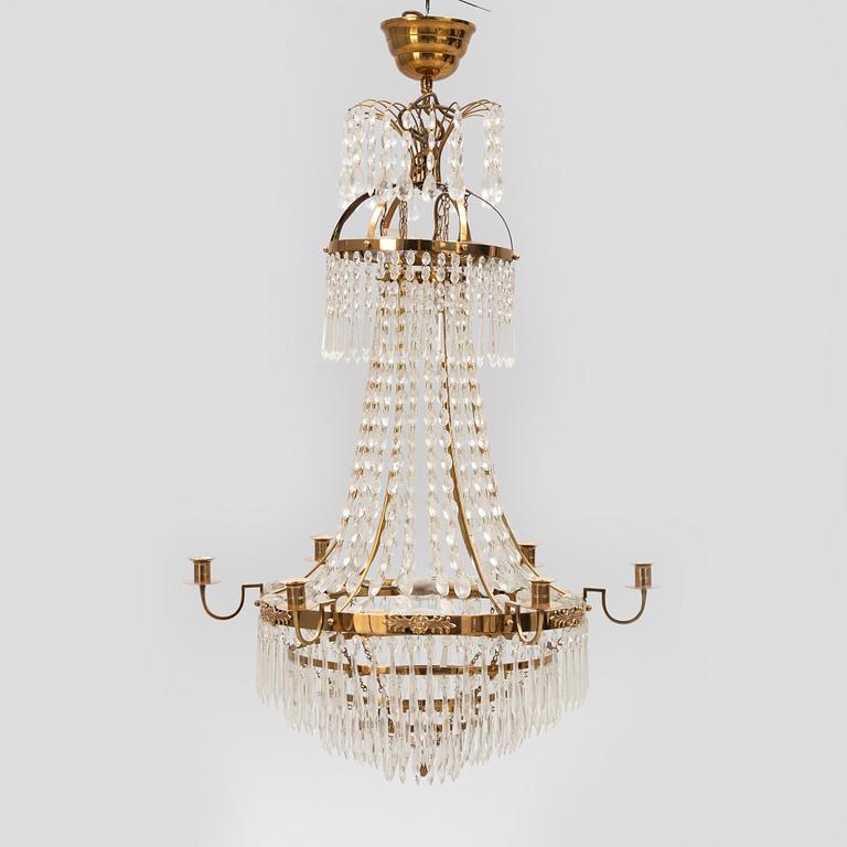 A Gustavian Style Chandelier, modern manufacture.