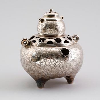 RÖKELSEKAR, försilvrad metall, ostindisk, 1900-tal.