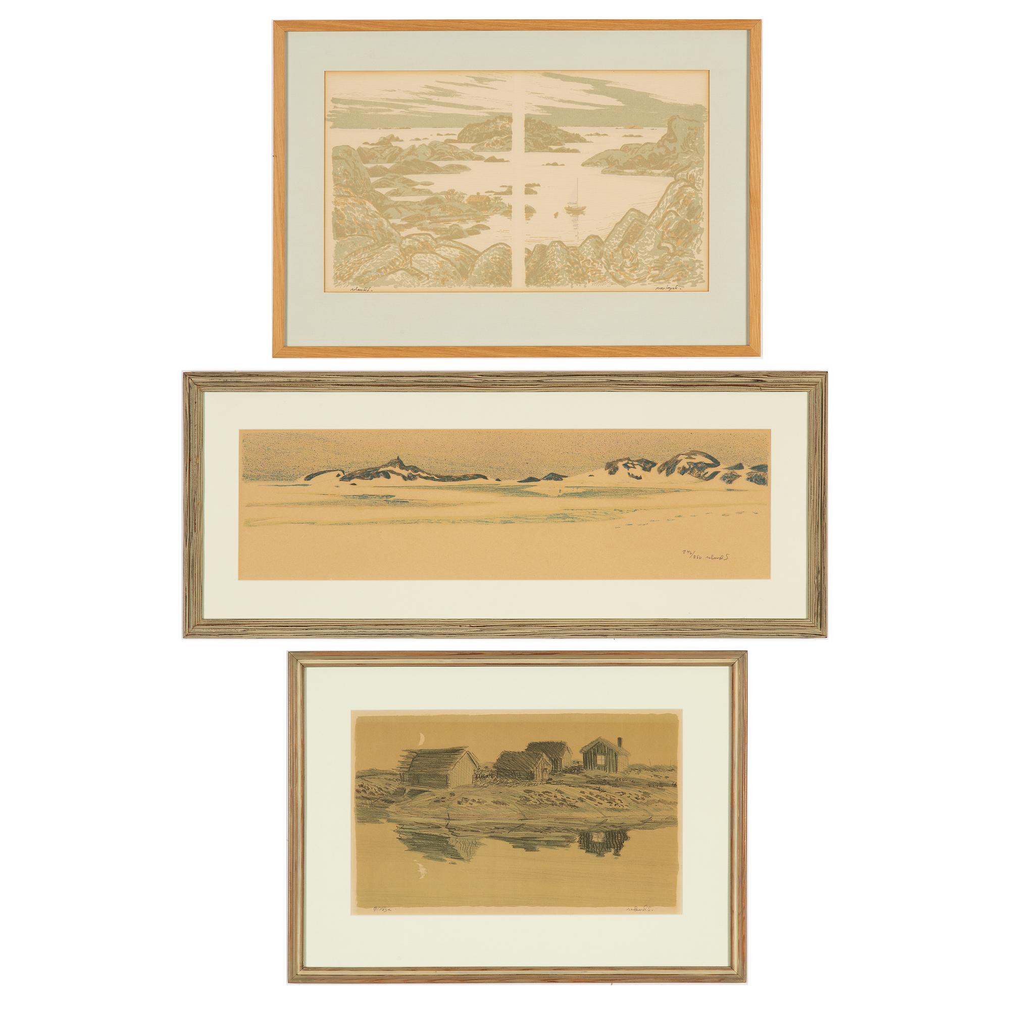 3 lithographs in colors, signed and one numbered.