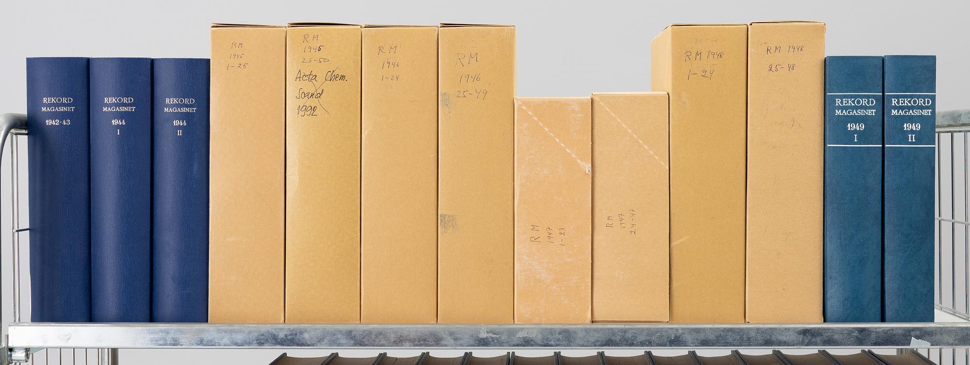 Rekordmagasinet, complete annual runs from 1942–1968, mostly bound.