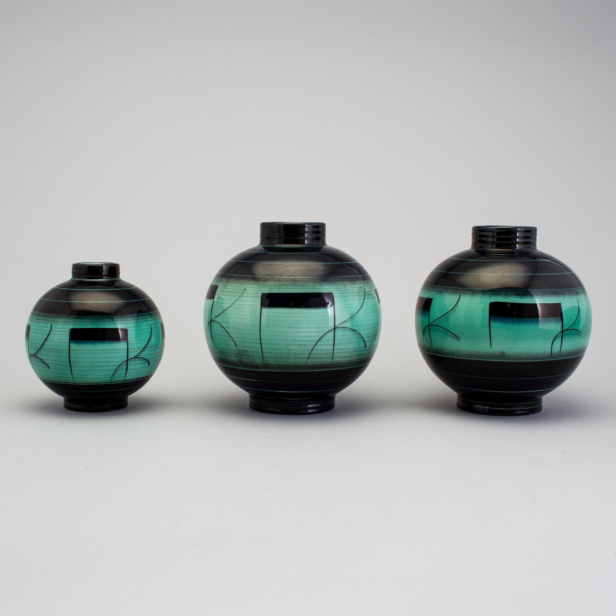 2 vases of the "V series", Ilse Claesson, Rörstrand 1930´s.