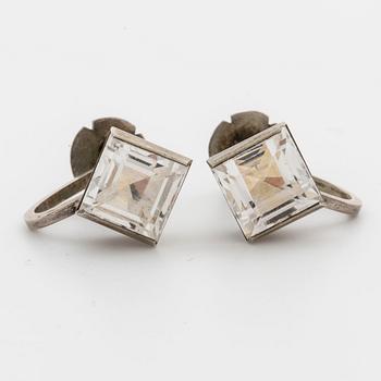 WIWEN NILSSON, a pair of silver ear rings, Lund 1970,