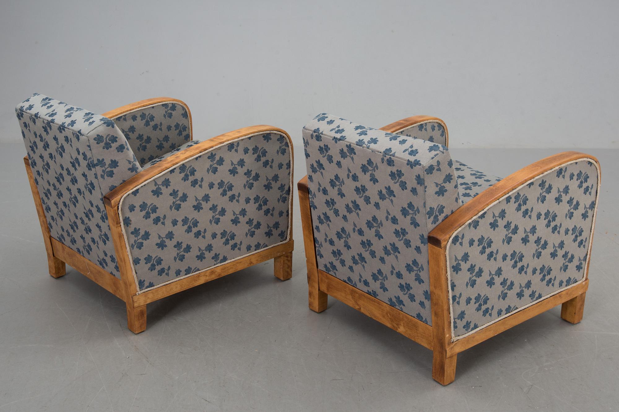 FÅTÖLJER, ett par, art deco, 1900-talets första hälft.