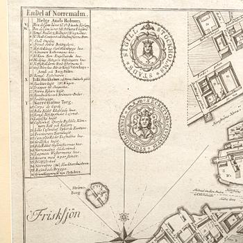 Jonas Brolin, karta över Stockholm, kopparstick, Stockholm 1771.
