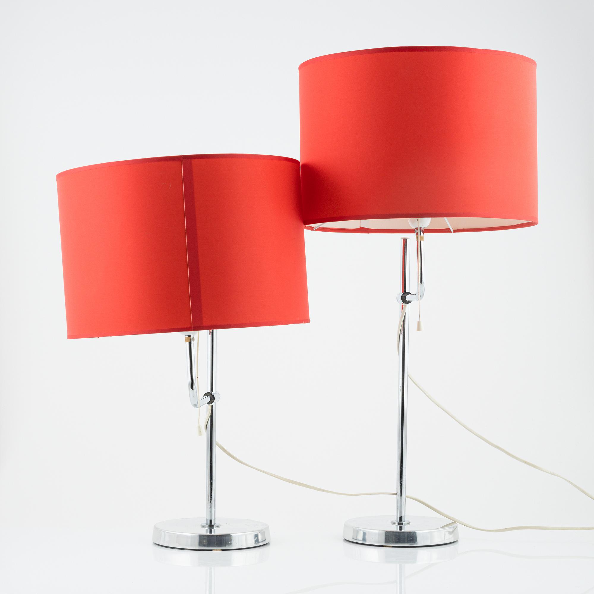 A pair of chrome model B-142 table lamps from Bergboms, 1970's/80's.