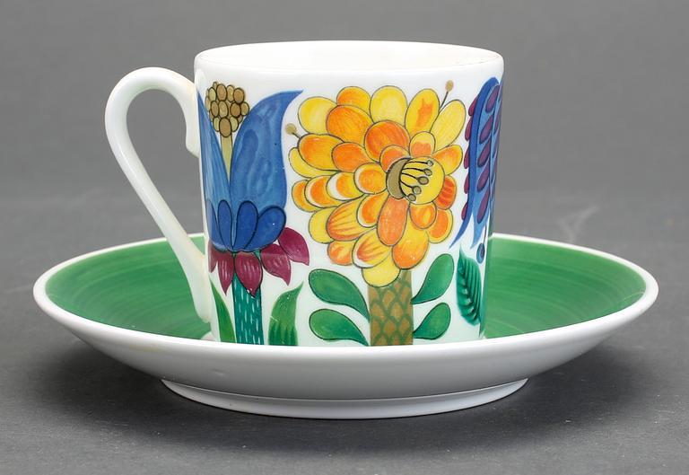 KAFFEKOPPAR 8 st MED FAT, benporslin, Tahiti, Stig Lindberg, Gustavsberg.