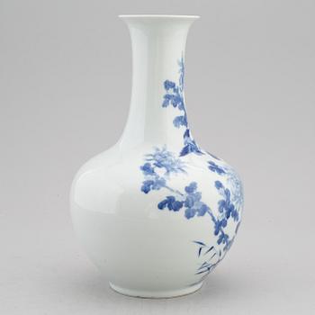 A Chinese blue and white vase, 20th Century with Guangxu mark.