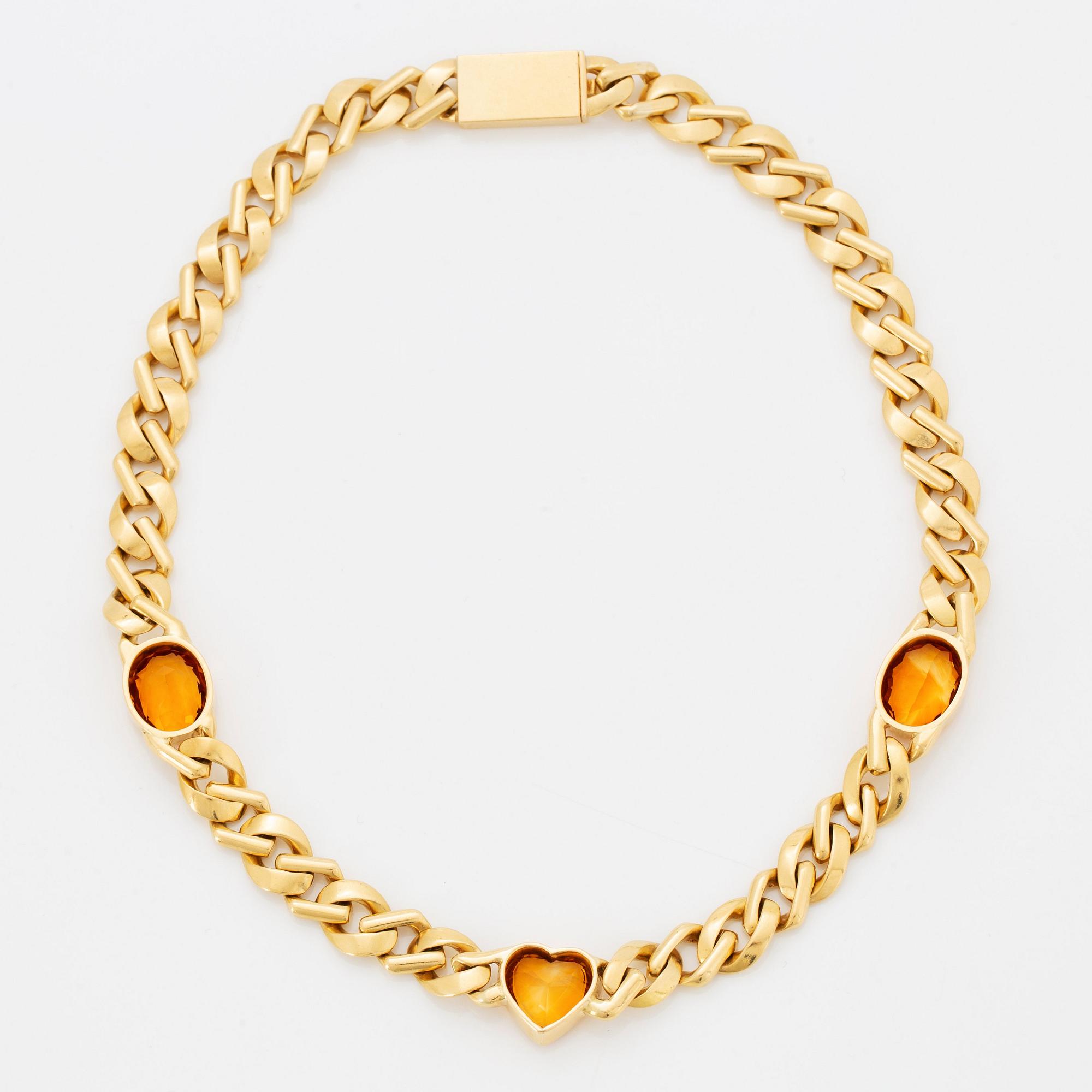 Collier 18K guld med fasettslipade citriner.