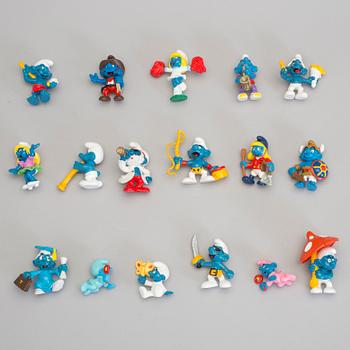 SMURFAR, 100 stycken, bla Schleich, mestadels 1970/80-tal.