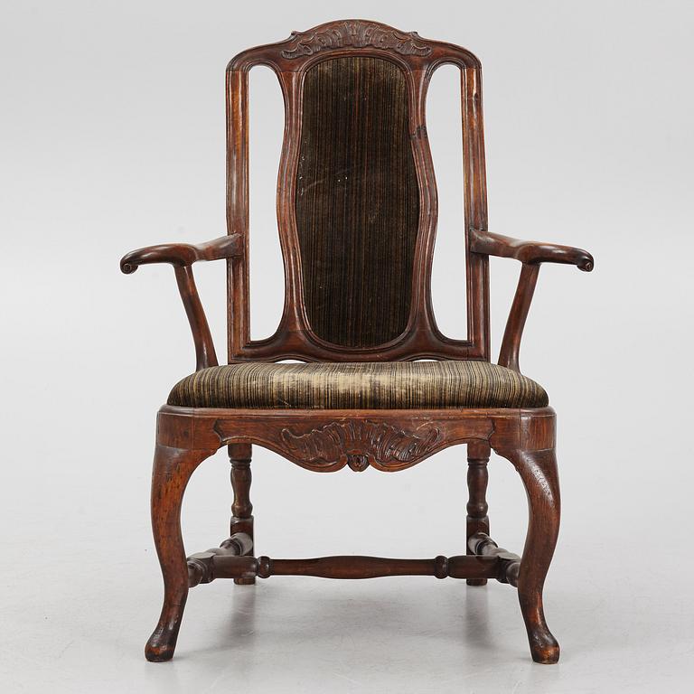 A rococo fauteuil, Stockholm, later part of the 18th century.