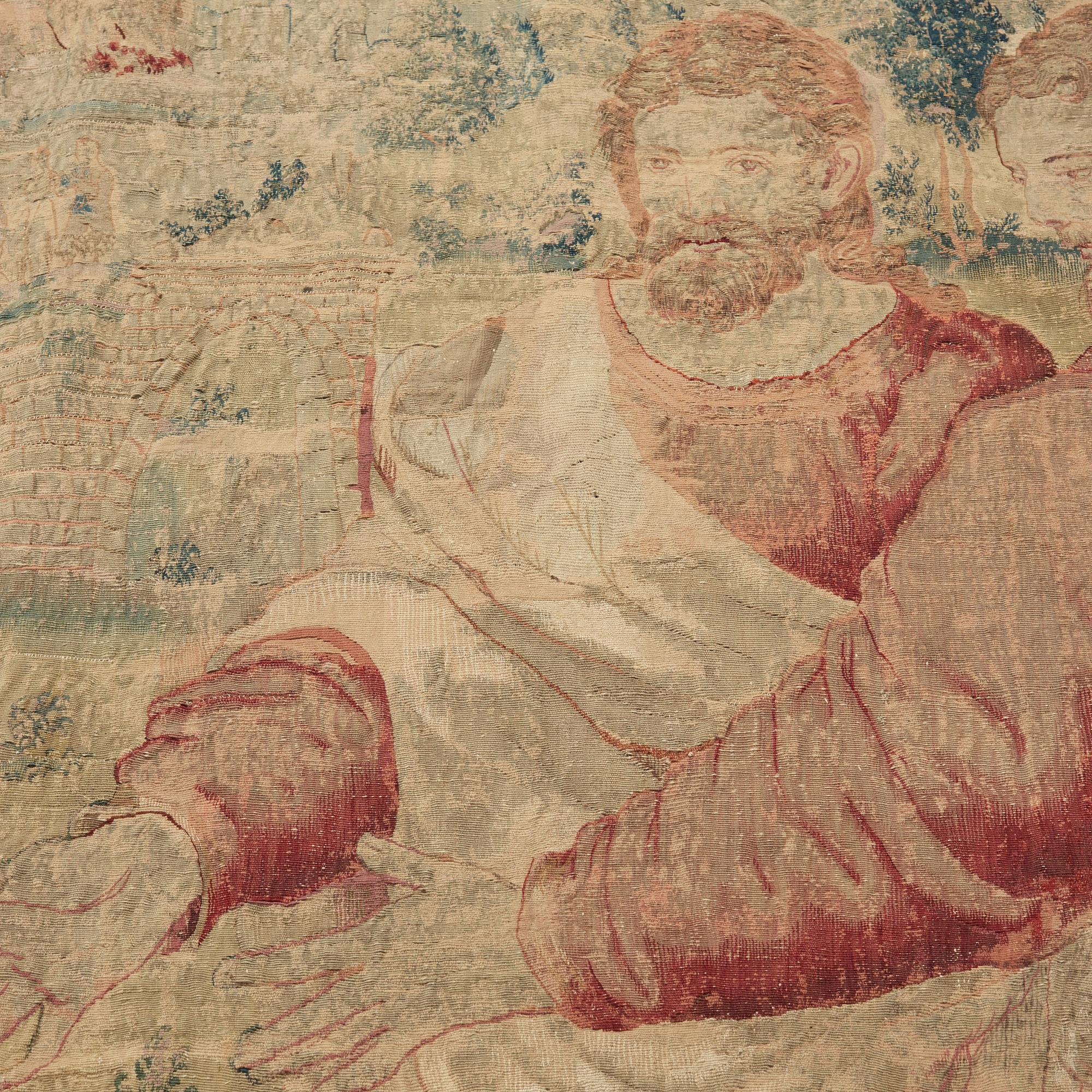 VÄVD TAPET, gobelängteknik, 350,5 x 372,5 cm, signerad Bryssel-Brabant, Flandern, 1500-talets mitt.
