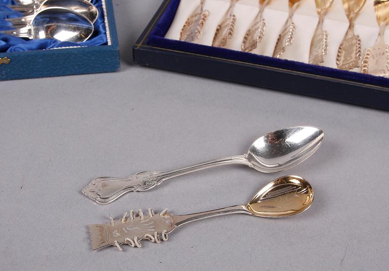 KAFFESKEDAR, 12+12, silver, bla Olga. Ceson resp GAB, 1960-tal.