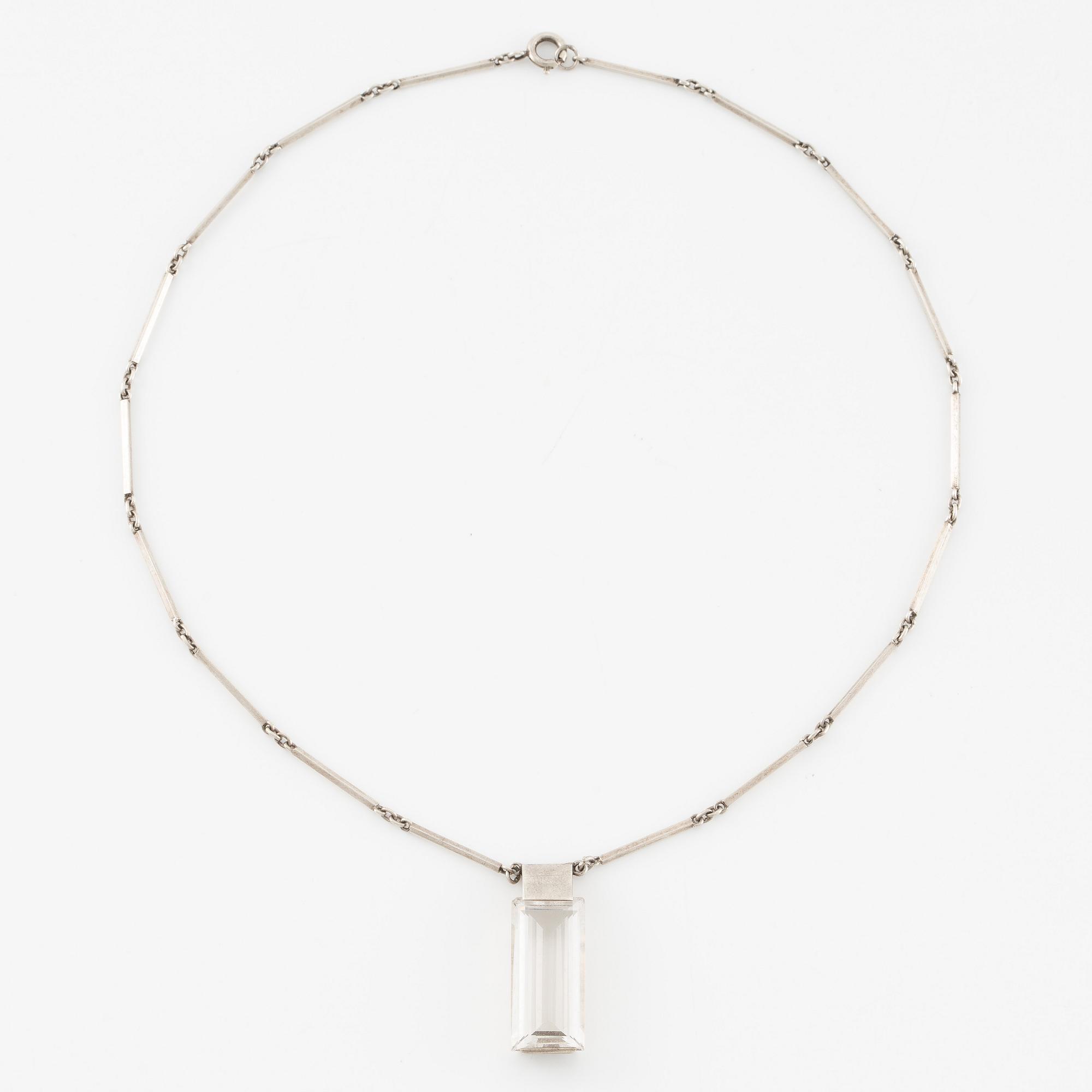 Collier, Stigbert, silver med bergkristall.