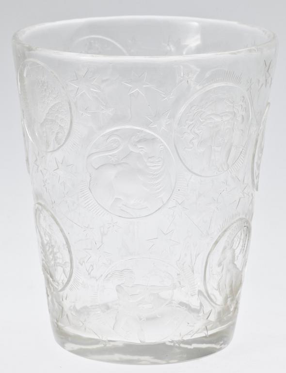 A Vera Lisková cut and engraved glass 'Zodiac Beaker', Kamenický Senov, circa 1947-48.