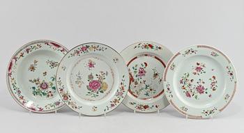 TALLRIKAR, 4 st, porslin, Kina, 1700-tal.